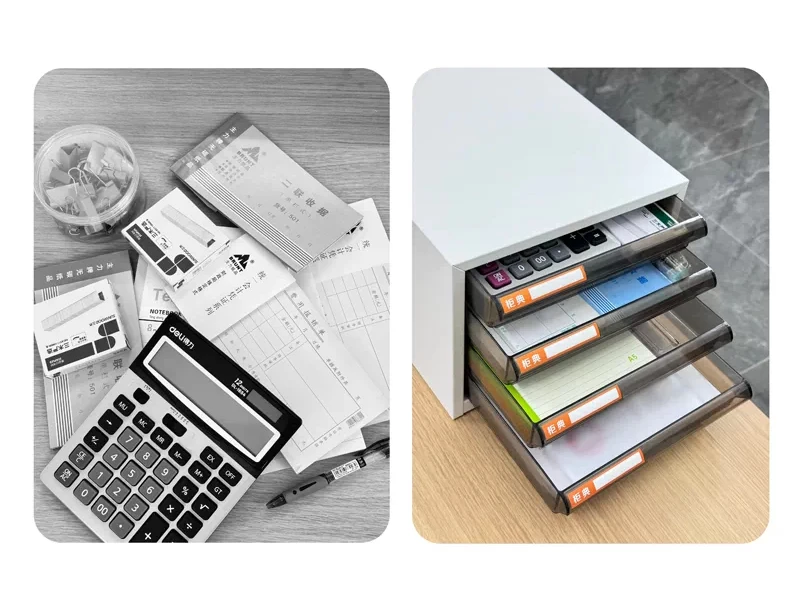 For Desktop Steel Drawer Organizer, A4 File & Stationery Storage Cabinet for Home & Office