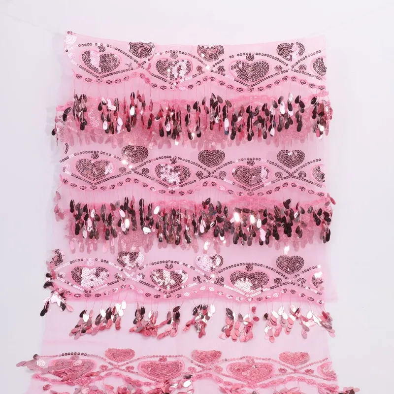 

Вышитые кружевные кисточки с блестками, сетчатая ткань «Любовь», 130 см, платье для танца живота, латинское платье, сценические костюмы, свадебные аксессуары «сделай сам»