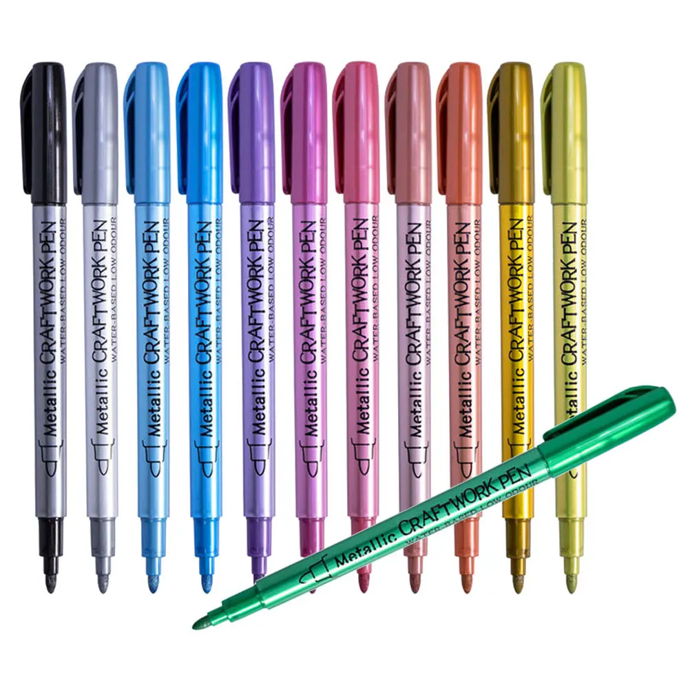 

12pcs Metallic Markers Oil Based Permanent Pens For Tire Metal Oil Paint Pens Plastic Diy Craft Wax Seal Pen