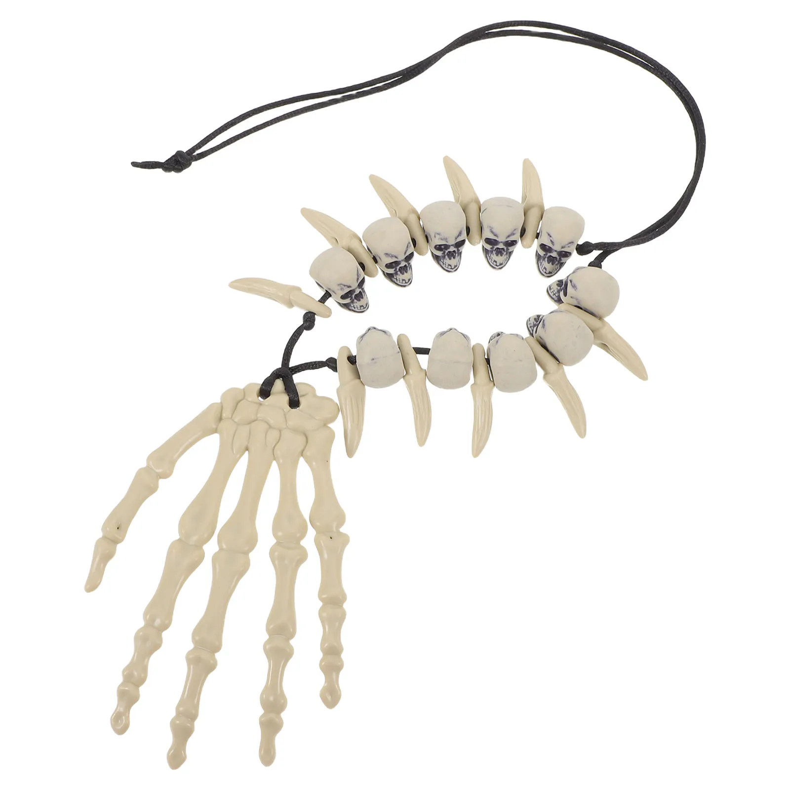 Goth Skeleton Necklace Day Of The Dead Necklaces Vintage Halloween Skull Necklace Retro Bone Choker With Skeleton Hand Pendant