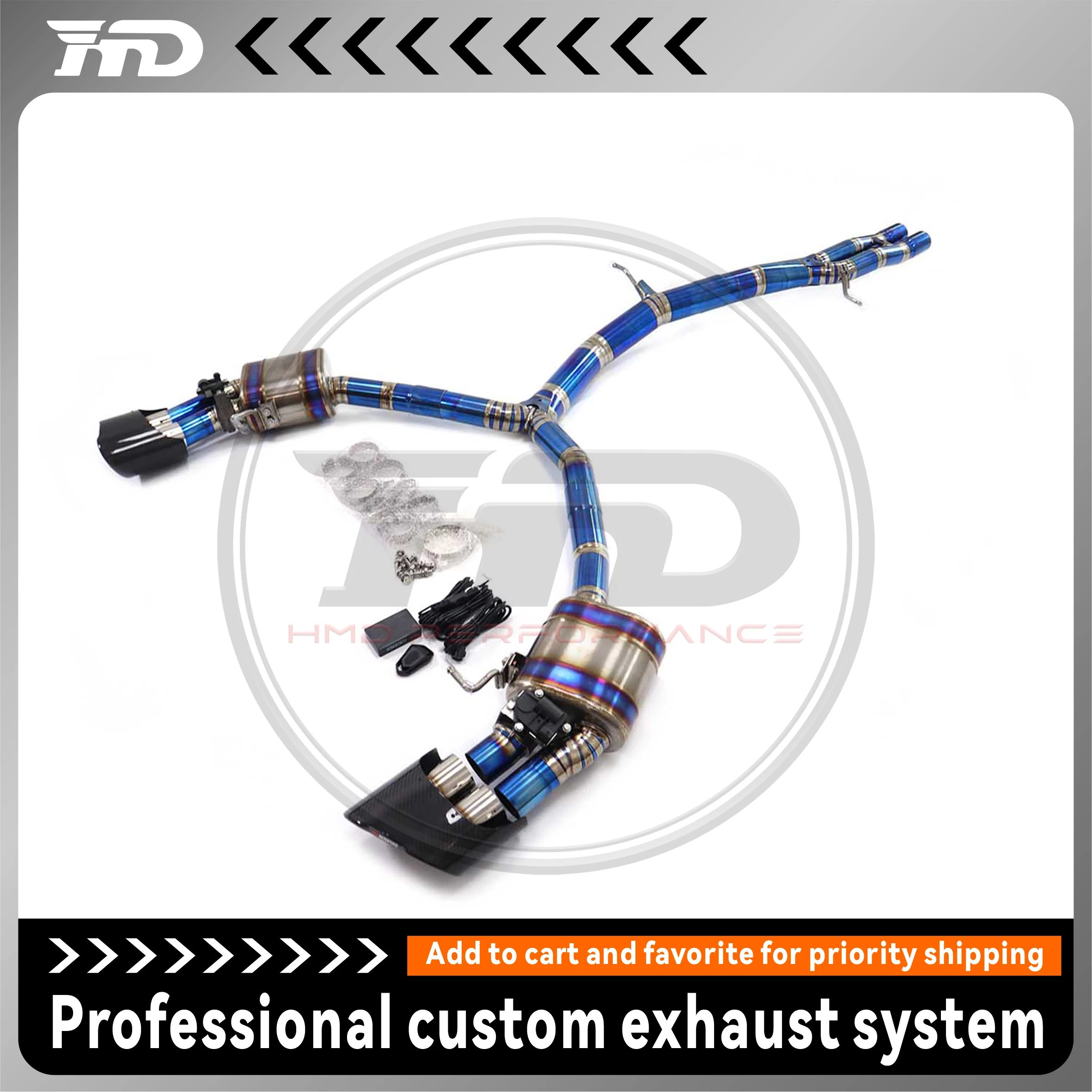 

HMD Performance Exhaust System Titanium Exhaust catback For AUDI RS4 RS5 B9 Custom Blue Exhaust