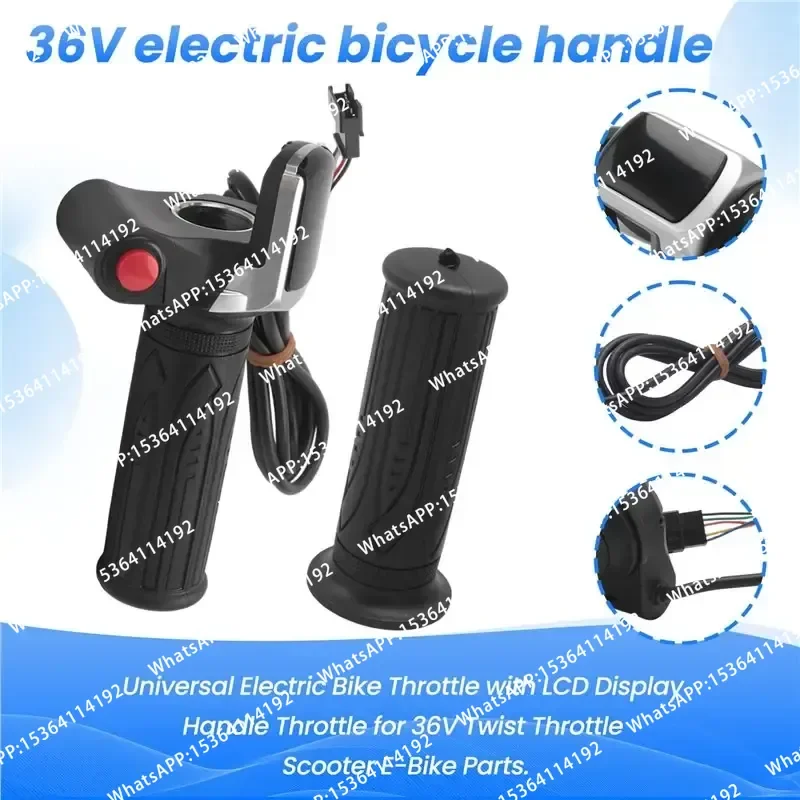 AC54-Scooter Throttle Handle with LCD Display for 36V Torsion Throttle Scooter Electric Bike Parts