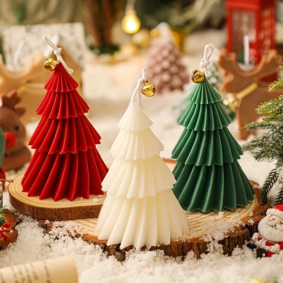 Silicone Resin Casting Molds for Candle Making, DIY Geometric Christmas Tree Aromatherapy Candle Silicone Molds