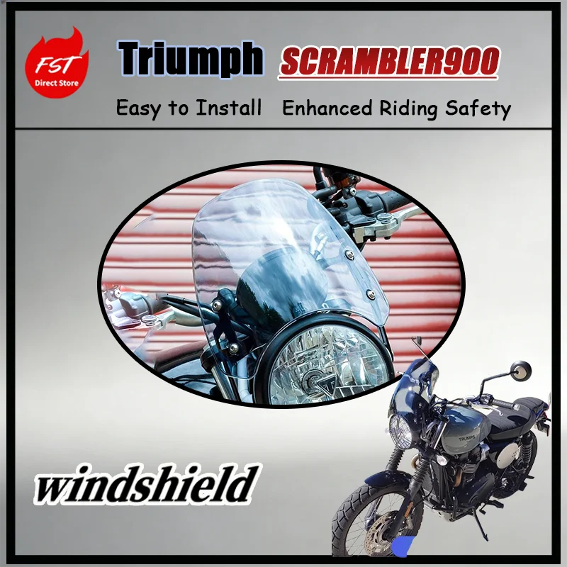 FOR Vintage Style Front Windshield Fit Triumph Scrambler 900, Clear Wind Deflector Smooth Surface Easy to Clean