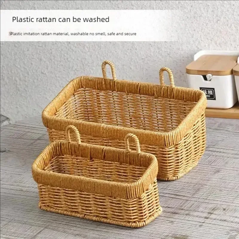 Storage Basket Wall Hanging Woven Basket Kitchen Vegetables Organzier Sundries Organizer Flower Plant Pot Storage Home Decor