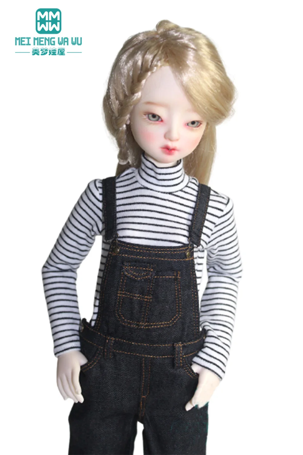 BJD Dolls Accessories Clothes Fits 43-45cm 1/4 MSD MK YOSD Fashionable PU Leather Clothes Denim Overalls Vests