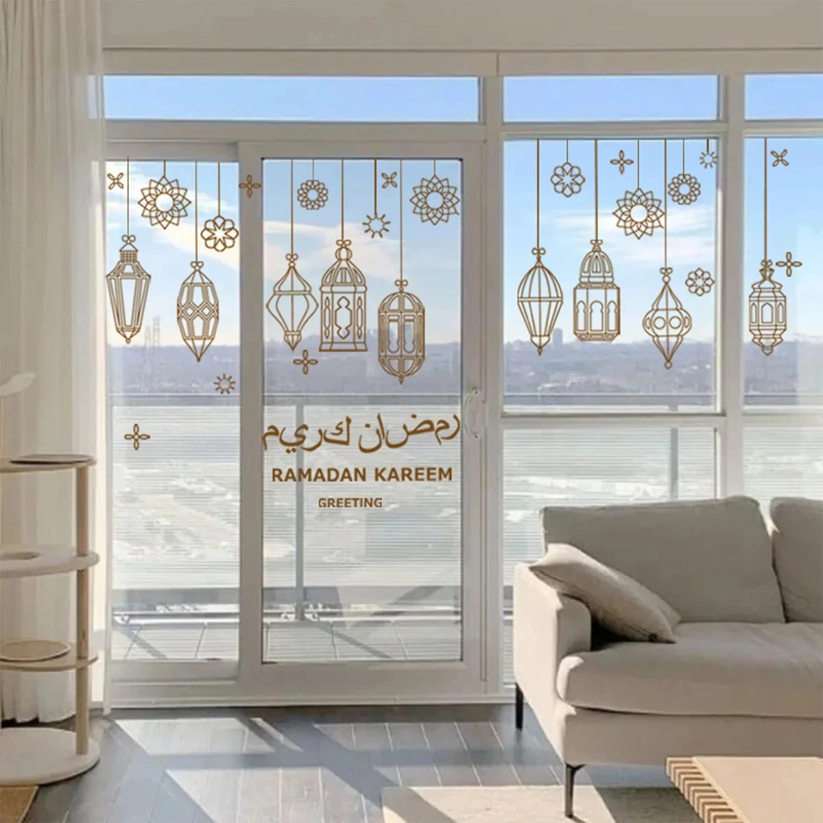 Eid Window Stickers Ramadan Decoration Eid Mubarak Decor for Home 2024 Ramadan Kareem Islam Muslim Party Supplies Eid Al-fitr