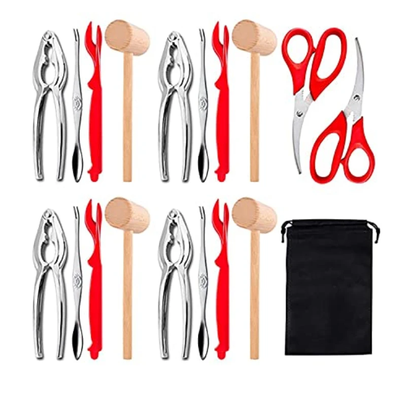 Camping Equipment 19Pcs Seafood Tools Set High Quality Crab Lobster Nut Fork Seafood Needle Seafood Scissors Camping Gear