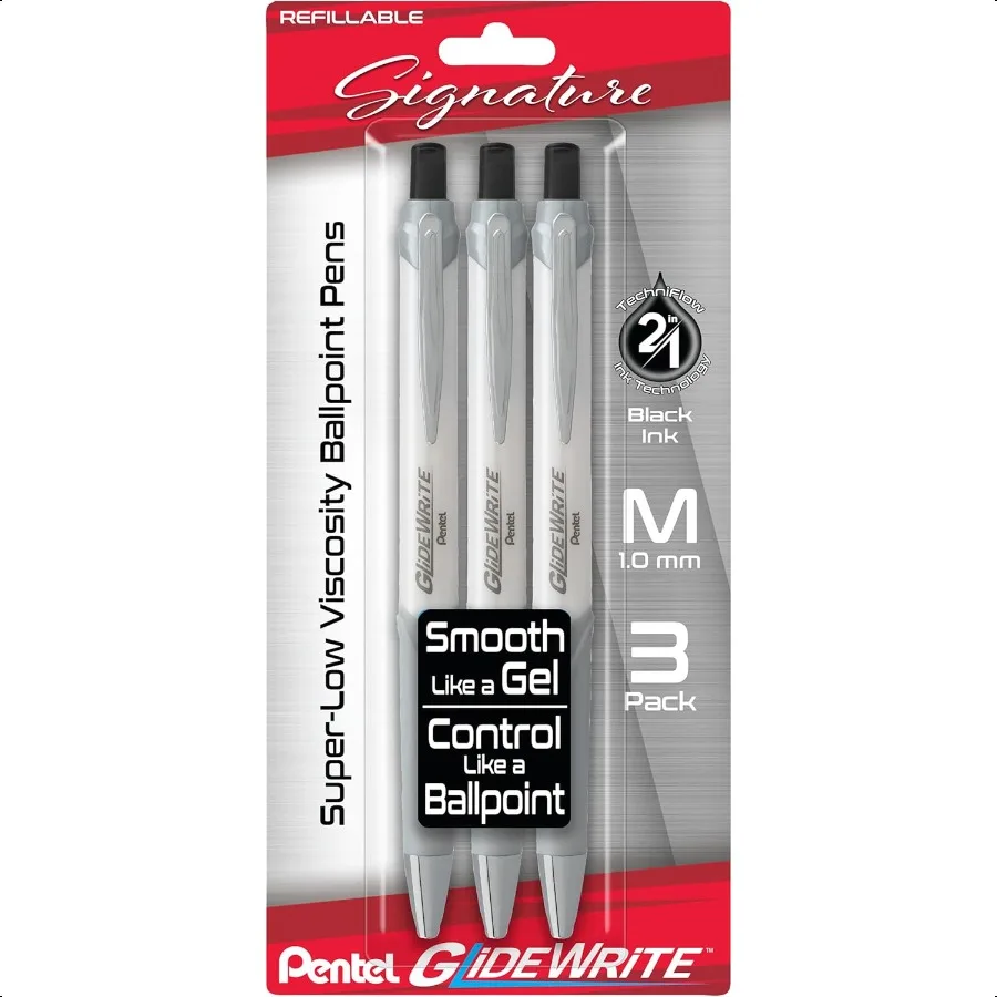 

Glidewrite Signature Ballpoint Pen 1.0mm Medium White Barrel Black Ink Pack of 3 (BX930WBP3A)