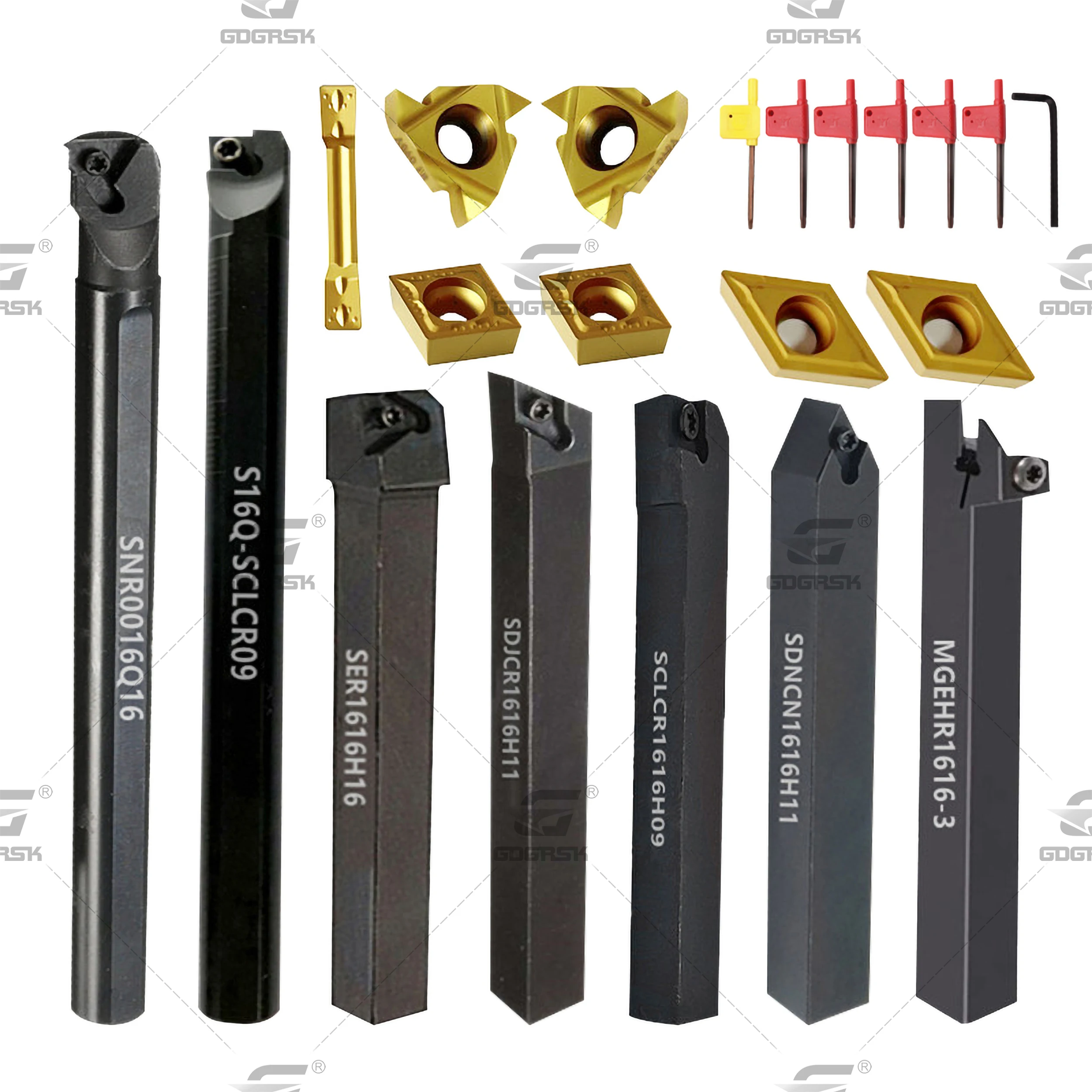 7 Sets Of 16MM CNC Lathe Turning Tool Holder With Applicable Inserts and Wrenches Set For Turning Threading Cutter Boring Bar