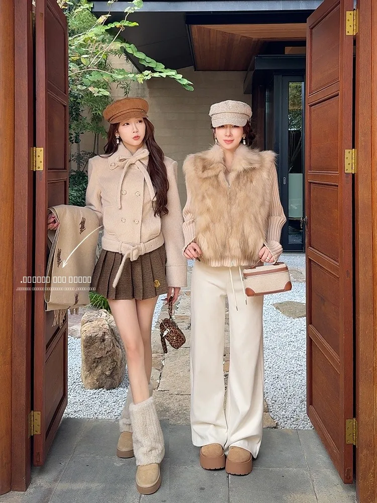 

Повседневное шерстяное пальто с отложным воротником для женщин, новинка зимы, свободный крой, длинный рукав, для музыкальных фестивалей Rain Sister's Choral