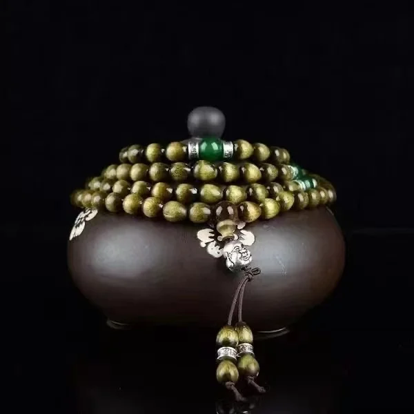 Nanmu Bracelet 108 Bracelets Ebony Beads Rosewood Yellow Pear Aloes Gloomy Wood Gold-Rimmed Sandalwood Hand String