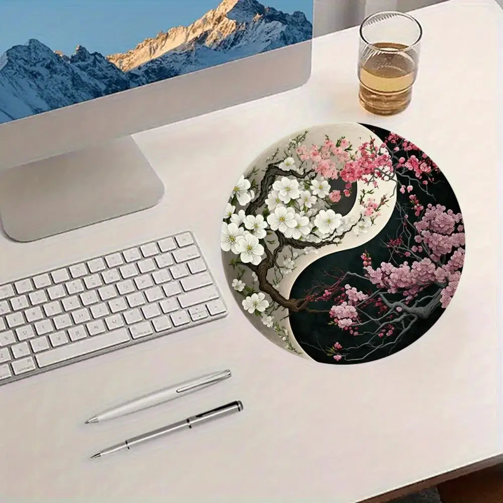 

Flower art Mouse Pad Round Non-Slip Rubber Computer Desk Mat Accessories Office Mouse Mat Playmat Rug Desk pad
