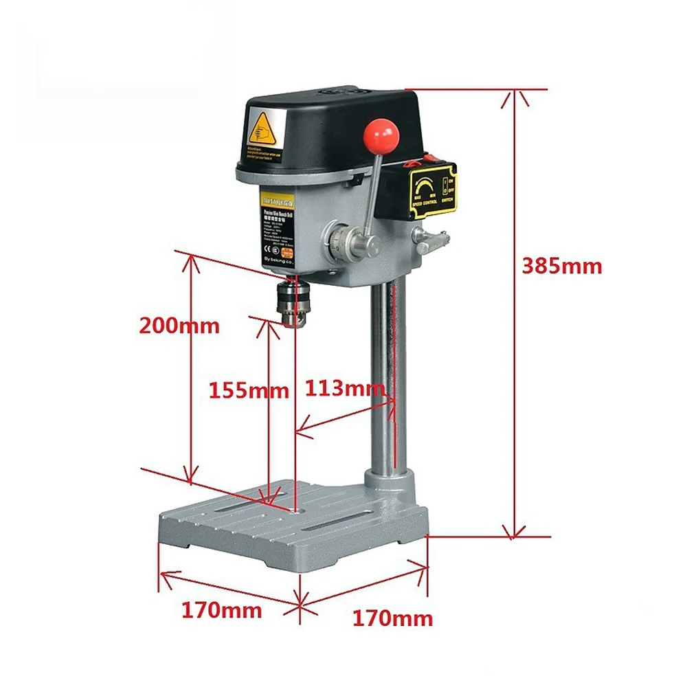 Mini perforadora de alta velocidad, Portabrocas de 340w, mesa de máquina de Banco de 1-10mm