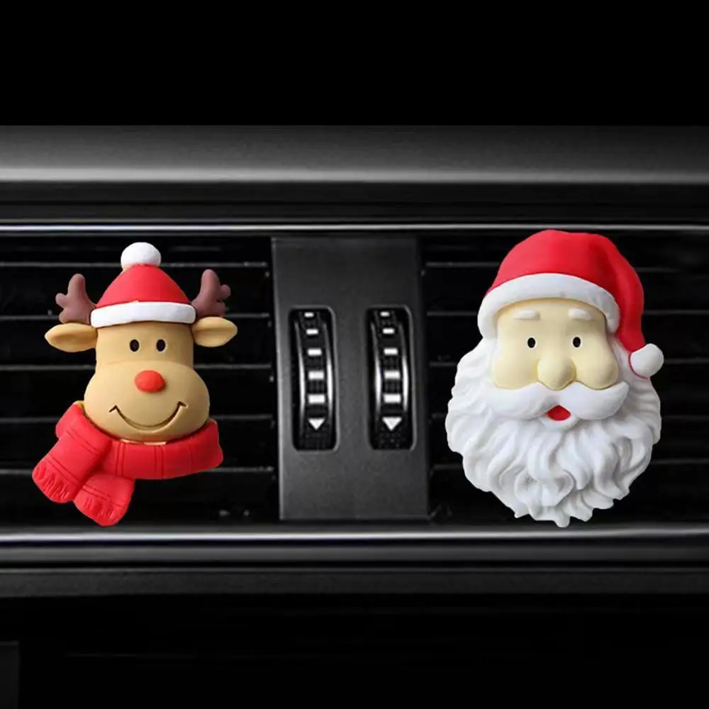 Car Air Outlet น้ํามันหอมระเหยคลิป 3D Santa Claus Reindeer Bell เรซิ่นน้ํามันหอมระเหยคลิปอุปกรณ์ตกแต่งภายในรถยนต์