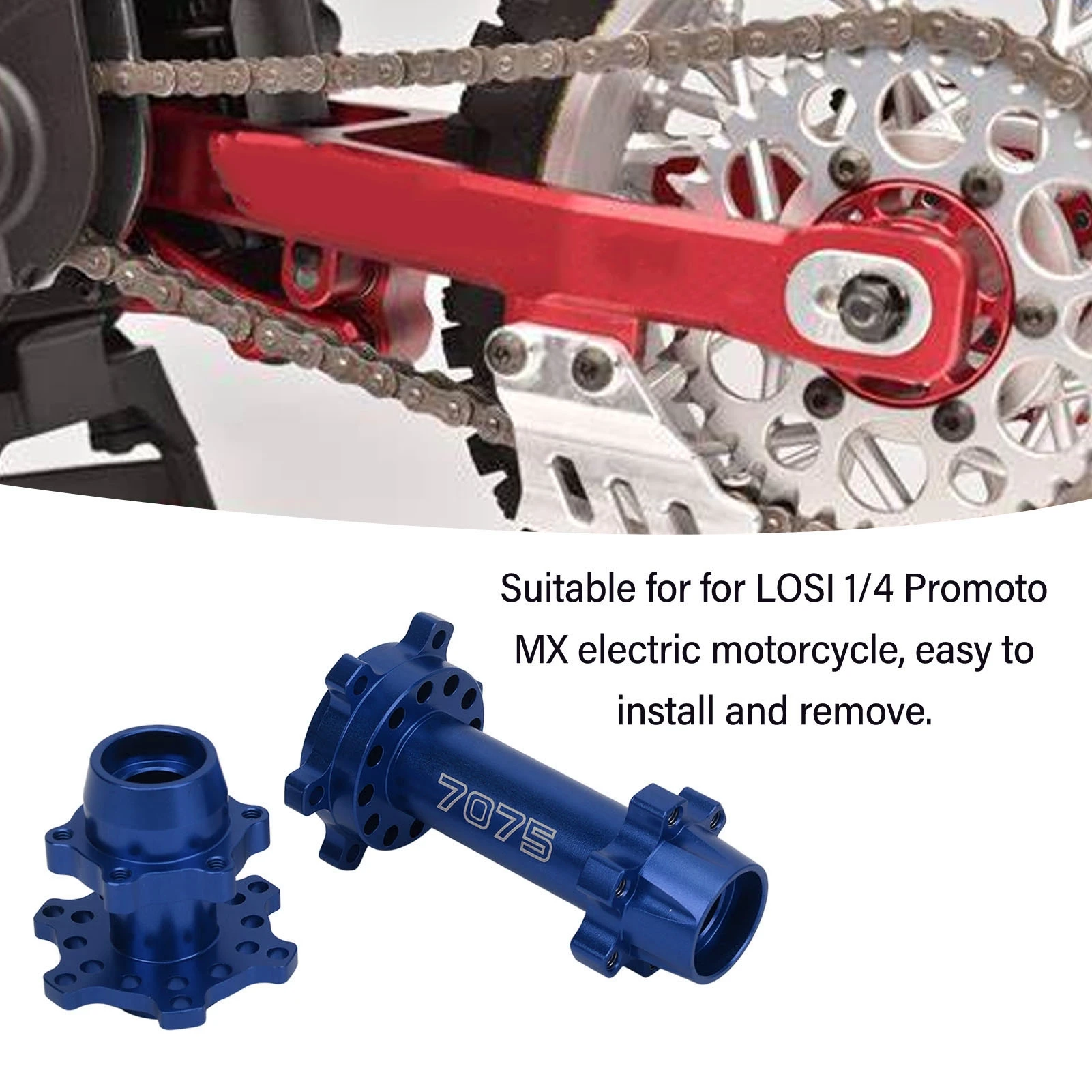Bujes hexagonales para rueda de motocicleta RC, cubo hexagonal de rueda delantera y trasera de aluminio para LOSI 1/4 Promoto MX, actualización de modificación de motocicleta eléctrica