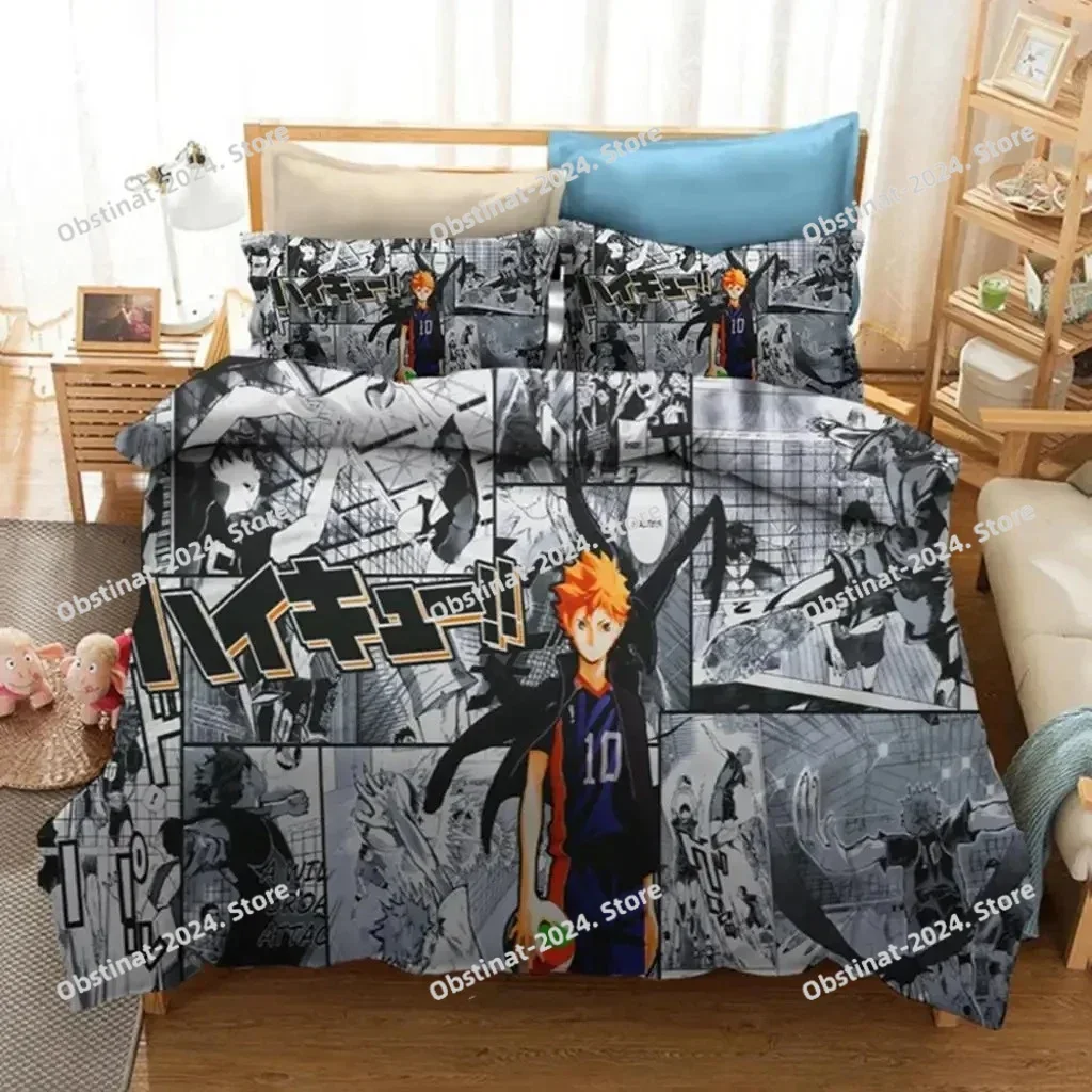 Anime Haikyuu Bedding Set Duvet Cover Full Queen King Size Pillowcase Bed Printed Set Aldult Kid Bedroom Single Twin Linen Sheet