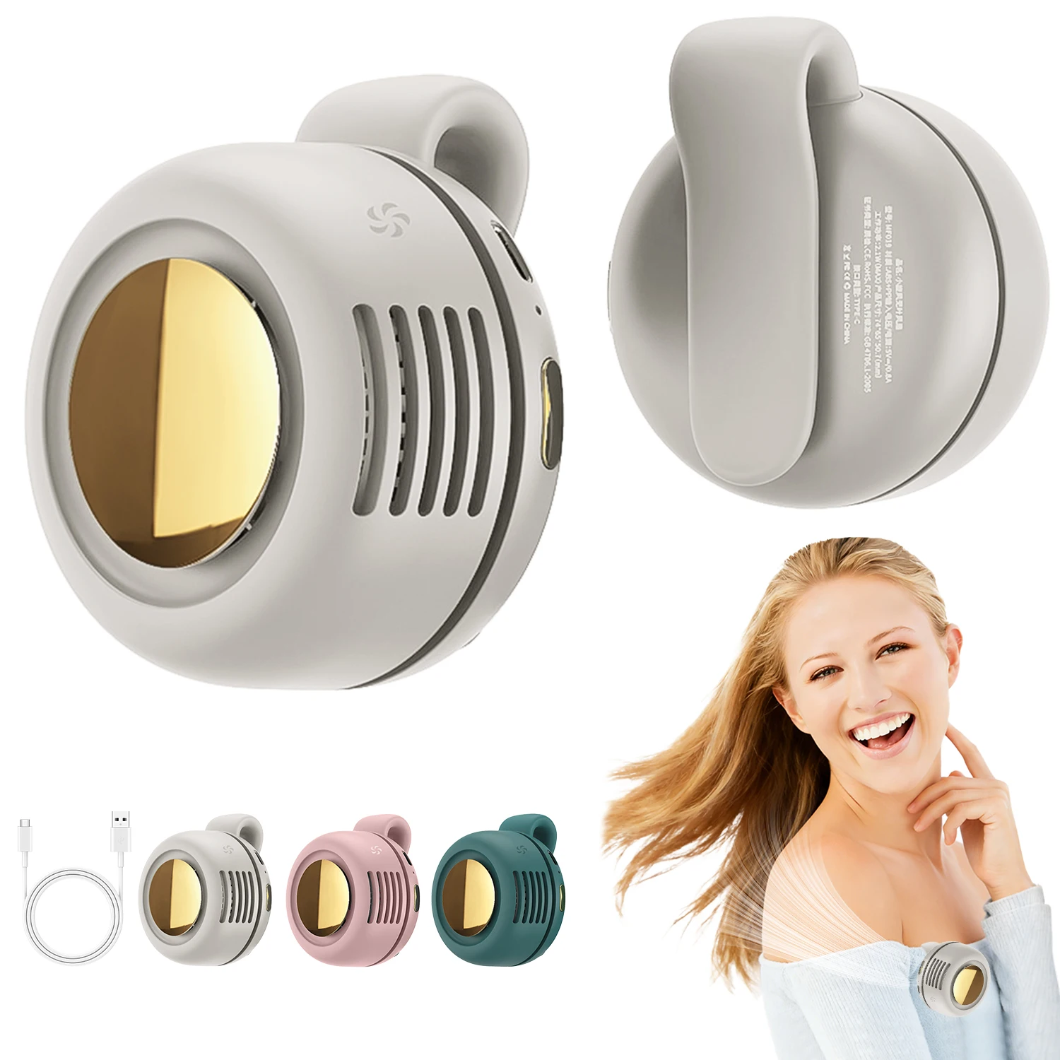 Portable Silent Mini Bladeless Electric Fan, Clip On Fan For Shirt, 3 Speeds Hands-Free Neck Fan,Suitable For Outdoor & Travel & Office, Travel Accessories, Gift