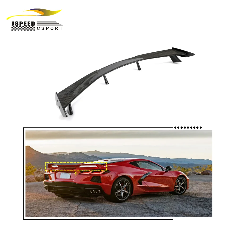 

Suitable for The Chevrolet Corvette C8 2020-2021 features a 7-piece carbon fiber rear spoiler with a high rear wing