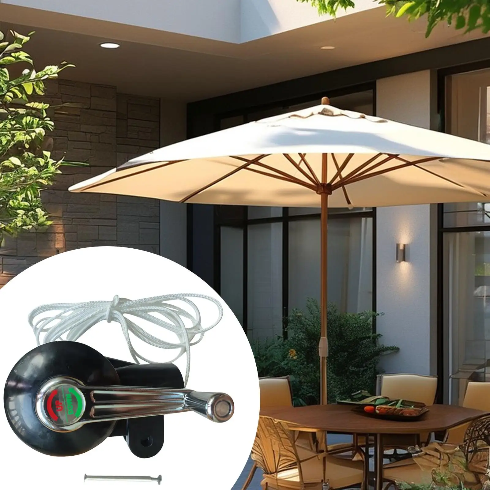 

Patio Umbrella Accessories Crank Handle with Rope Replacement for Pool Beach