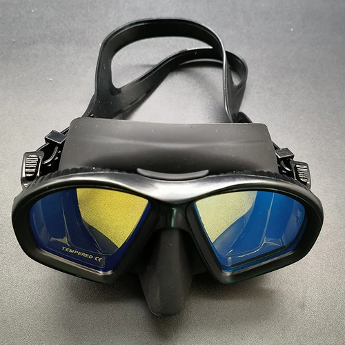 Imagen 2 del producto Máscara de apnea de bajo volumen de calidad superior - Máscara de natación de silicona para adolescentes Lente espejada Gafas de buceo