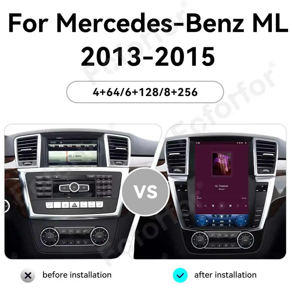 12.1Inch Android 13 For Mercedes-Benz ML 2013-2015 Qualcomm Car Radio CarPlay GPS Navigation HD Touch Screen Multimedia Player-