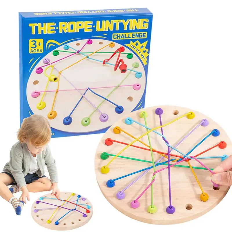 

Rope Unlock Battle Game Interactive Untying Rope Challenge Strategy Board Game Educational Lacing Untangling Toy For Adults Kids
