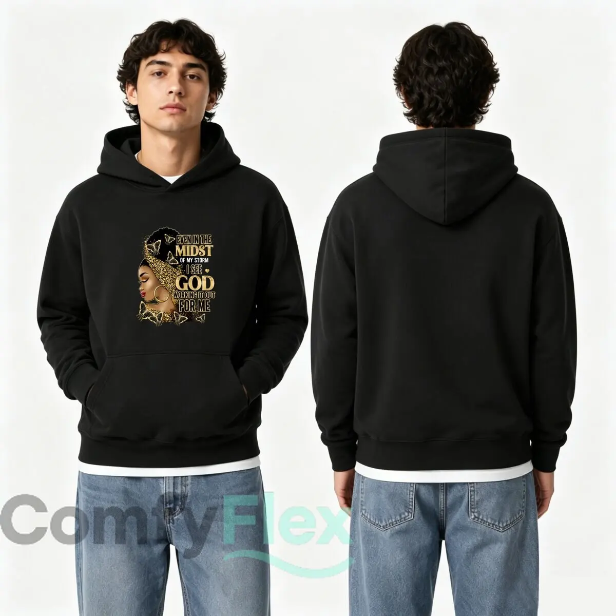 Even Midst Storm See God Working It Out Butterflies Woman Faith Graphic Autumn and winter hooded sweatshirts