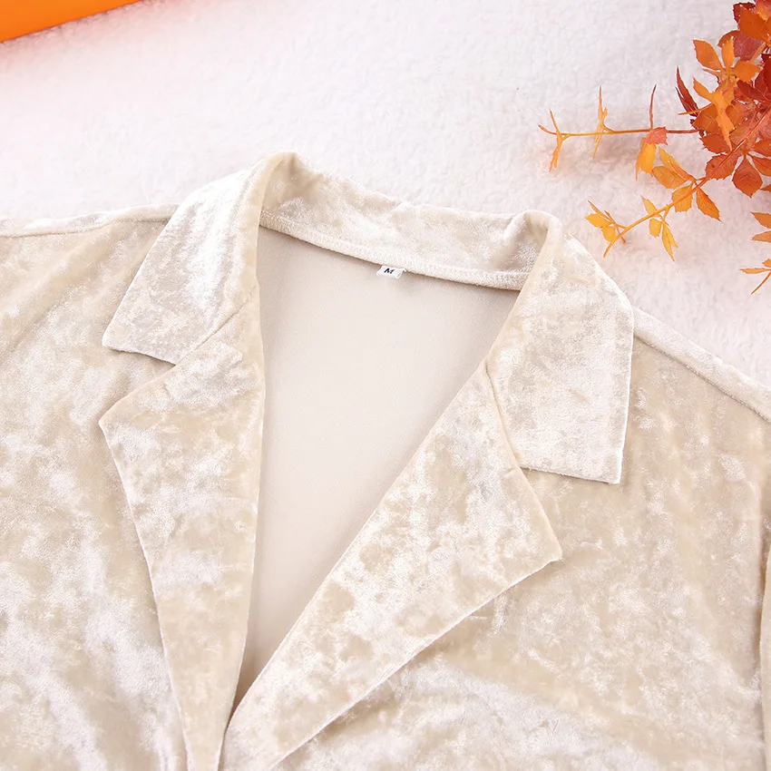 2026 New Spring Summer European American Women's Loungewear Set Soft Gold Diamond Fleece Long Sleeve Pajamas Trousers L Size