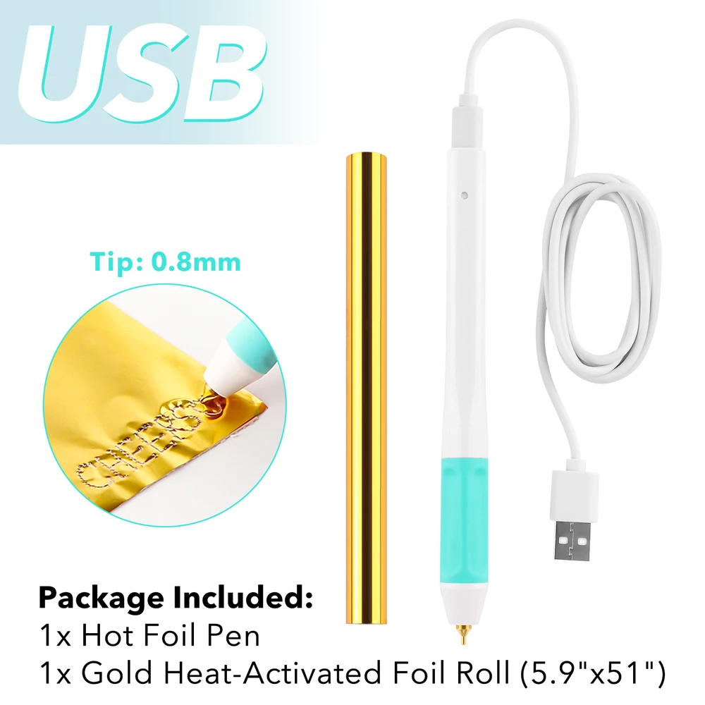 0.8mm USB Heat-resistant Grip Hot Foil Quill Pen For Paper Leather Heat Actived Gold Foil Freestyle Pen Diy Scrapbook Craft Tool