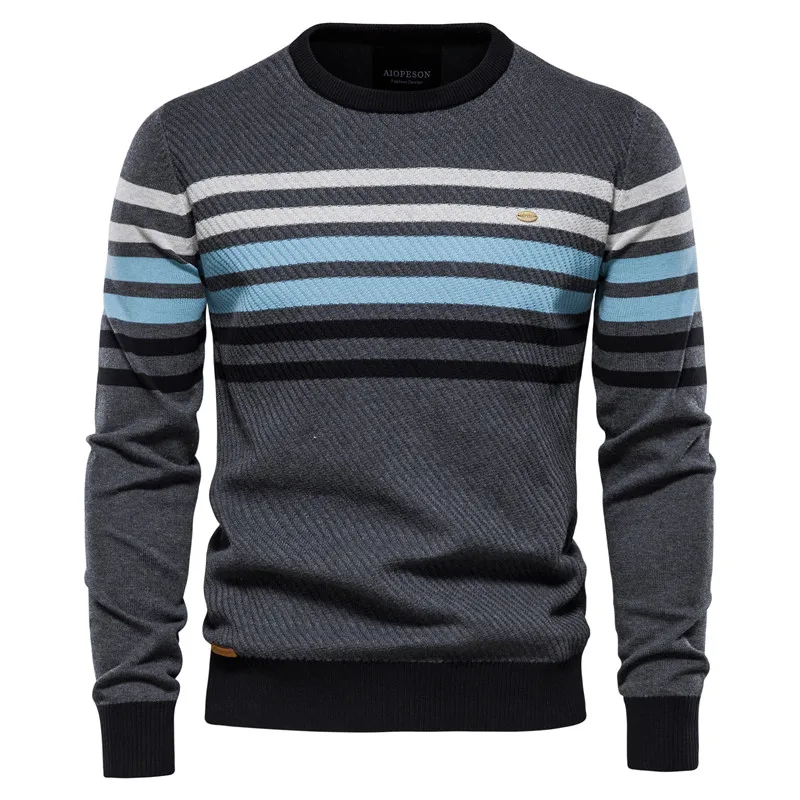 

new Streetwear Striped Sweater Men Casual Pullovers Brand Cotton Sweater for Men New Winter High Quality Mens Sweaters