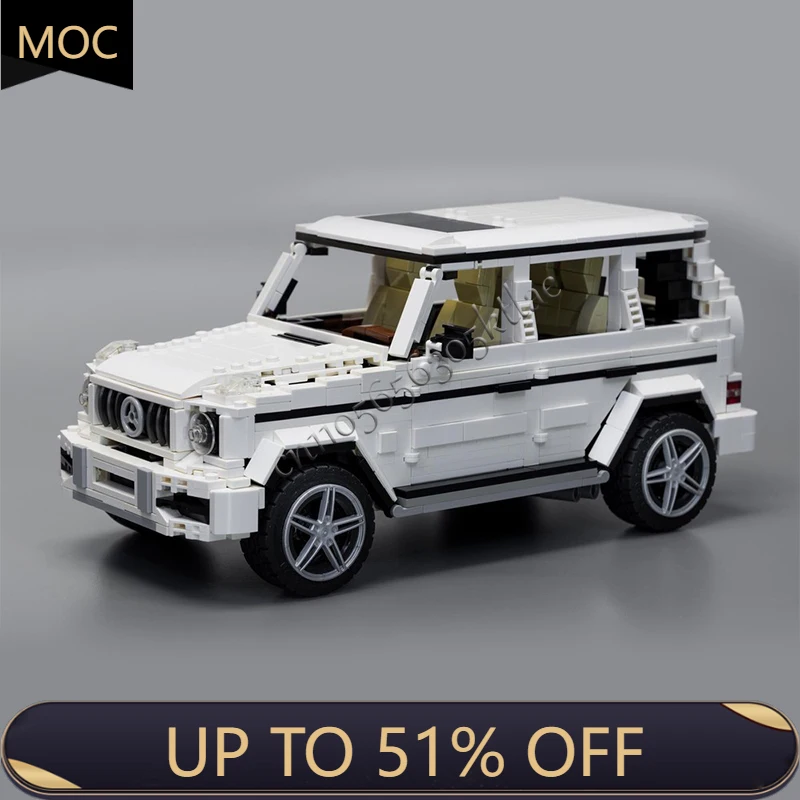 

1437 Parts MOC City Car White High Performance SUV Model Technology Building Blocks Creative Kids Toys Popular Christmas Gifts