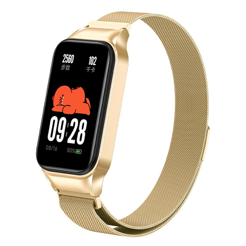 Milanese Loop Band voor Xiaomi Mi Band 9 Active Strap Metalen Magnetische Armband Horlogeband voor Redmi Band 3 Vervangbare Band