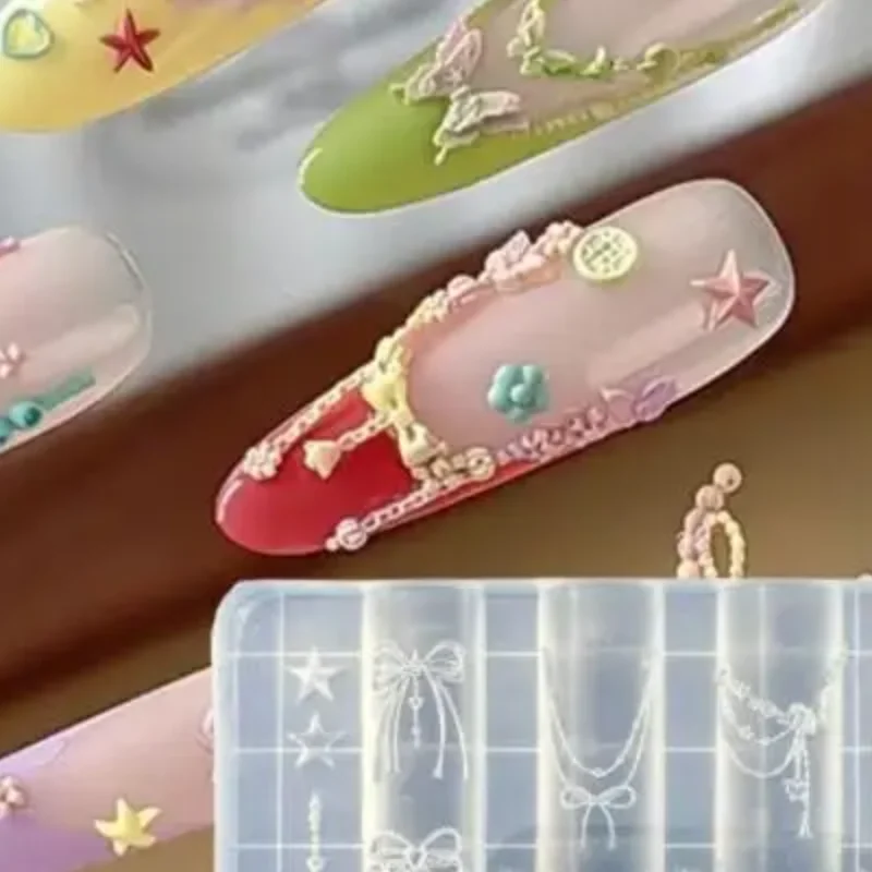 التنانين العظام ثلاثية الأبعاد سيليكون قالب الأظافر زهرة Bowknot ستار سلسلة الأظافر قوالب DIY بها بنفسك مسمار الفن الديكور مانيكير أدوات التصميم #1