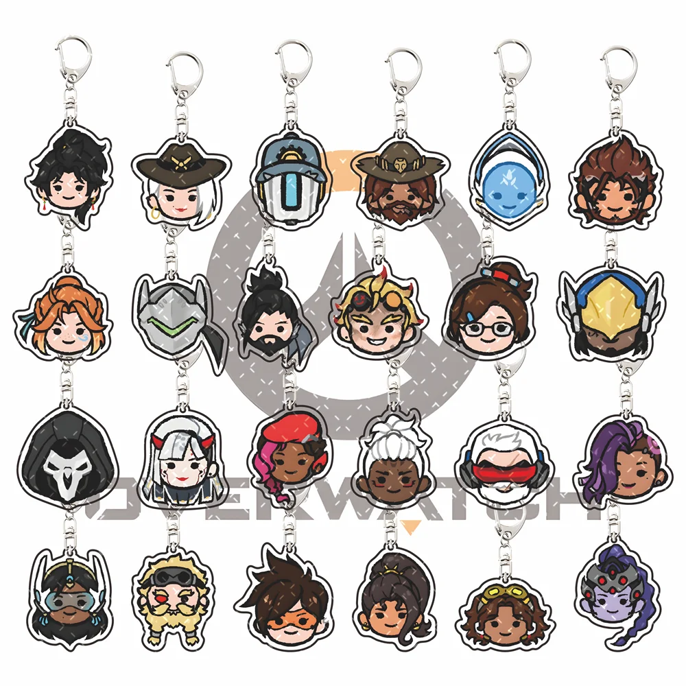 Overwatch 6cm Acryl-Schlüsselanhänger, Spielthema, Taschenanhänger, Cartoon-Schlüsselring, Sammlerstück, Dekorationsgeschenk für Fans