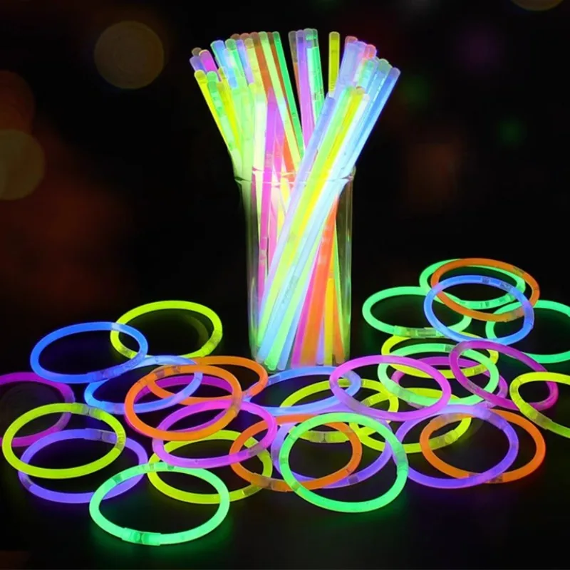 10-100pcs Fluorescence Sticks Party Multicolor Glowing Stick Bright Colorful Light Bendable Glow Bracelet Chemical Fluorescence view 3