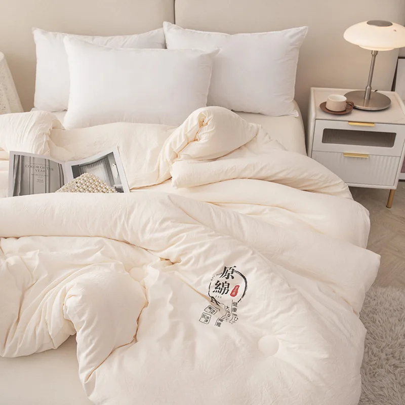 A Grade Raw Cotton Soybean Fiber Quilt Thickened All Season Dormitory Single Bed Thickened Spring and Autumn Quilt