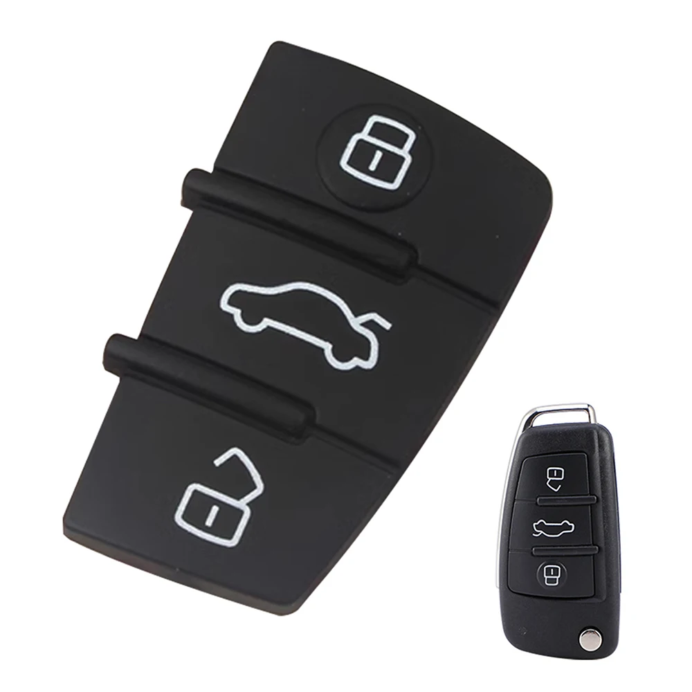 3 Buttons Replacement Car Key Rubber Button Pad For Audi A3 A4 A5 A6 A8 Q5 Q7 TT S LINE RS Flip Remote Key Shell Case