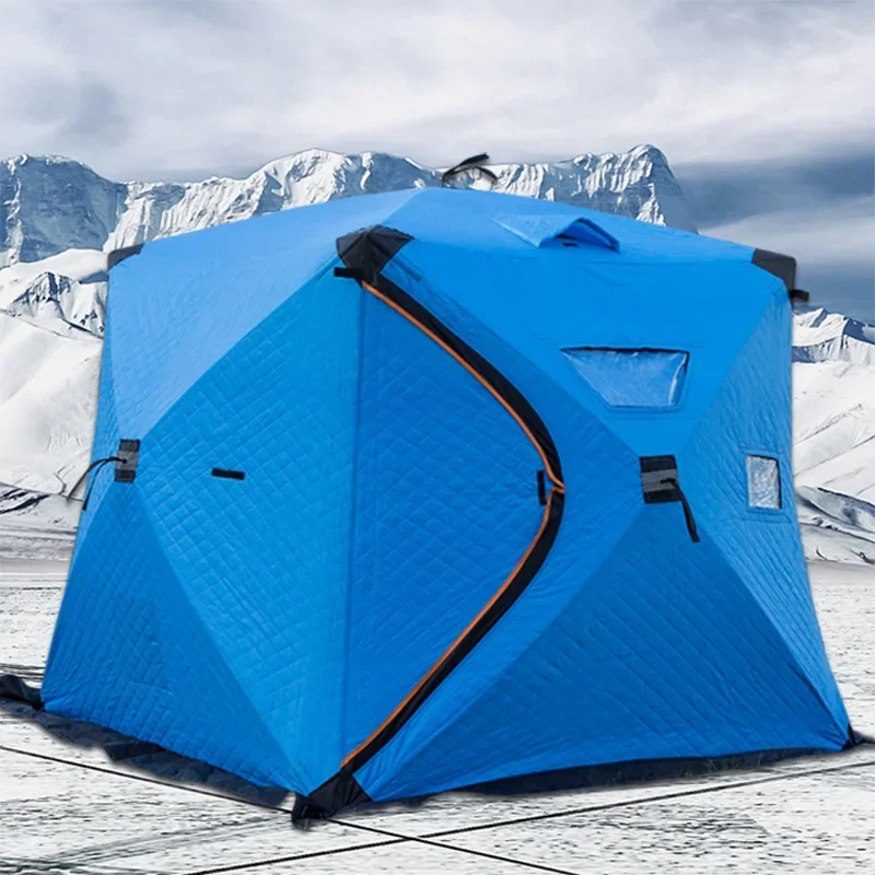 

3-4 Person Orange Color Oxford Snow Tent OEM Pop Up Carp Travel Tent Ice Fishing Tents