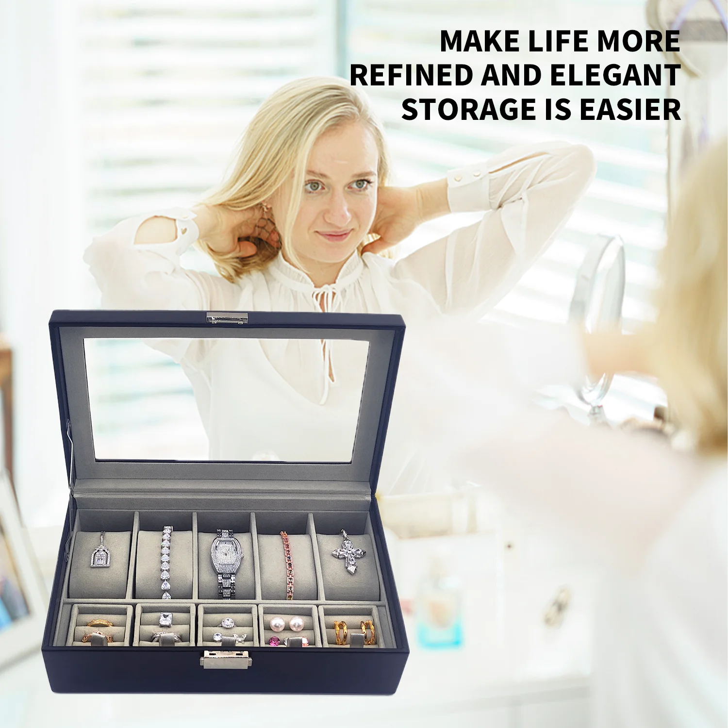 

НОВЫЙ Многофункциональный органайзер для дома, коробка для хранения мелких предметов, футляр для часов, кожаная подарочная коробка