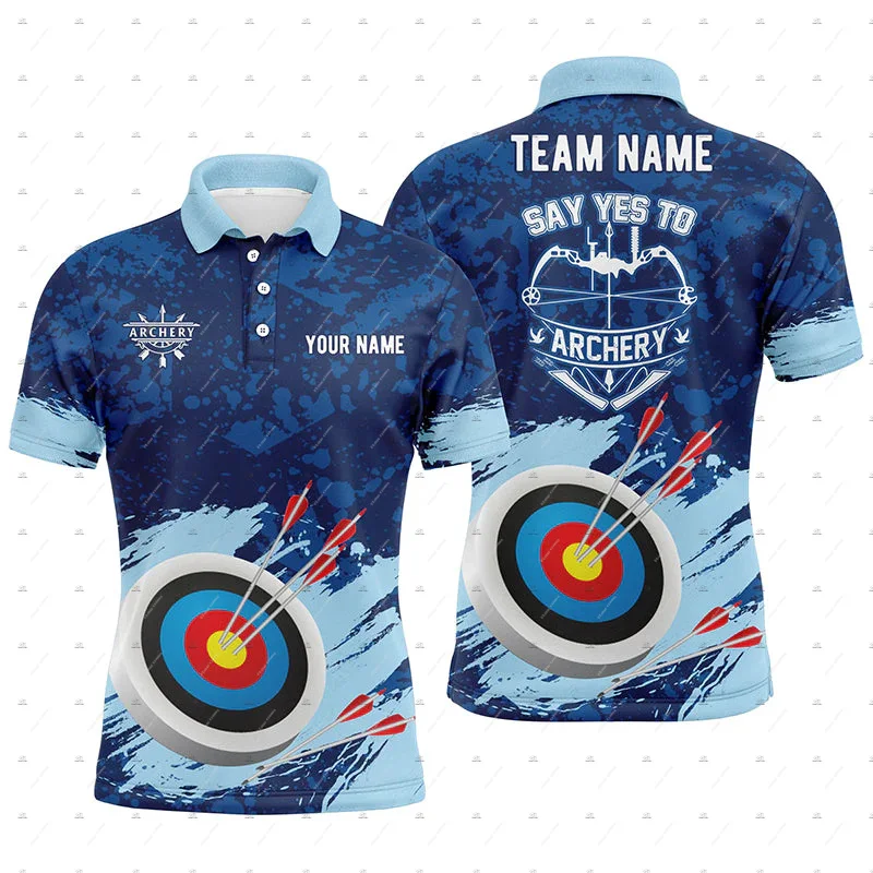 Custom Name Mesh Breathable Archery Graffiti Archer Shooter Vintage 3DPrint Harajuku Summer Short Sleeves Polo Jersey Shirts A7