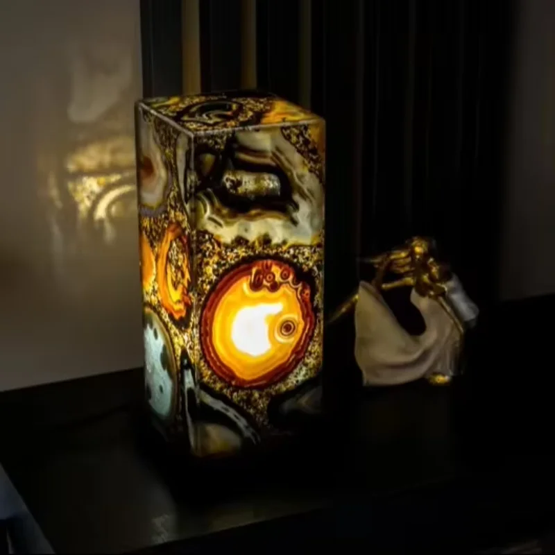 

Handmade Natural Agate Table Lamp Modern Small Elegant (12x5x5 ") home office dining room living room bedroom handmade brazil