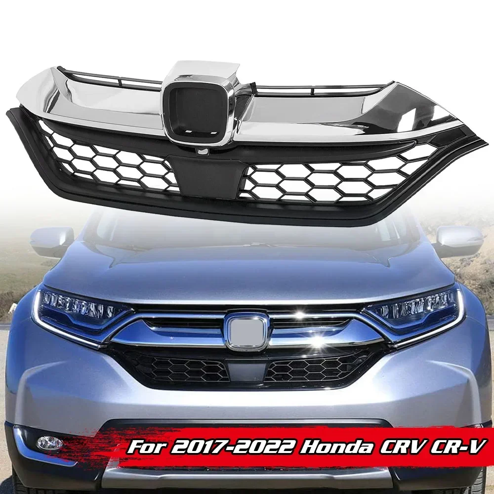 

Front Upper Bumper Grill Trim For Honda CRV CR-V 2017 2018 HO1216114 Honeycomb Black Chrome Front Bumper Upper Grille Mesh