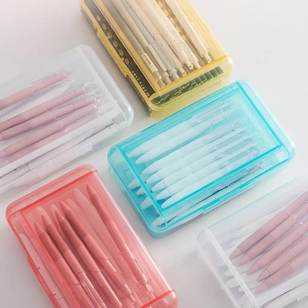 Stackable Pencil Box Transparent Pencil Case Double Layer Transparent Plastic Pencil Case with Button Closure for Students