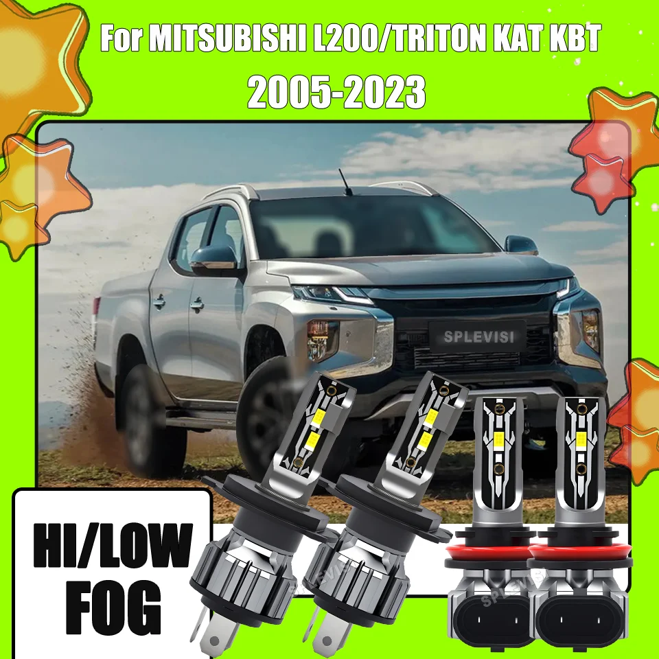LED Headlight Foglight Kit concentrated light For MITSUBISHI L200/TRITON KAT KBT 2005 2006 2007 2008 2009 2010 2011-2023