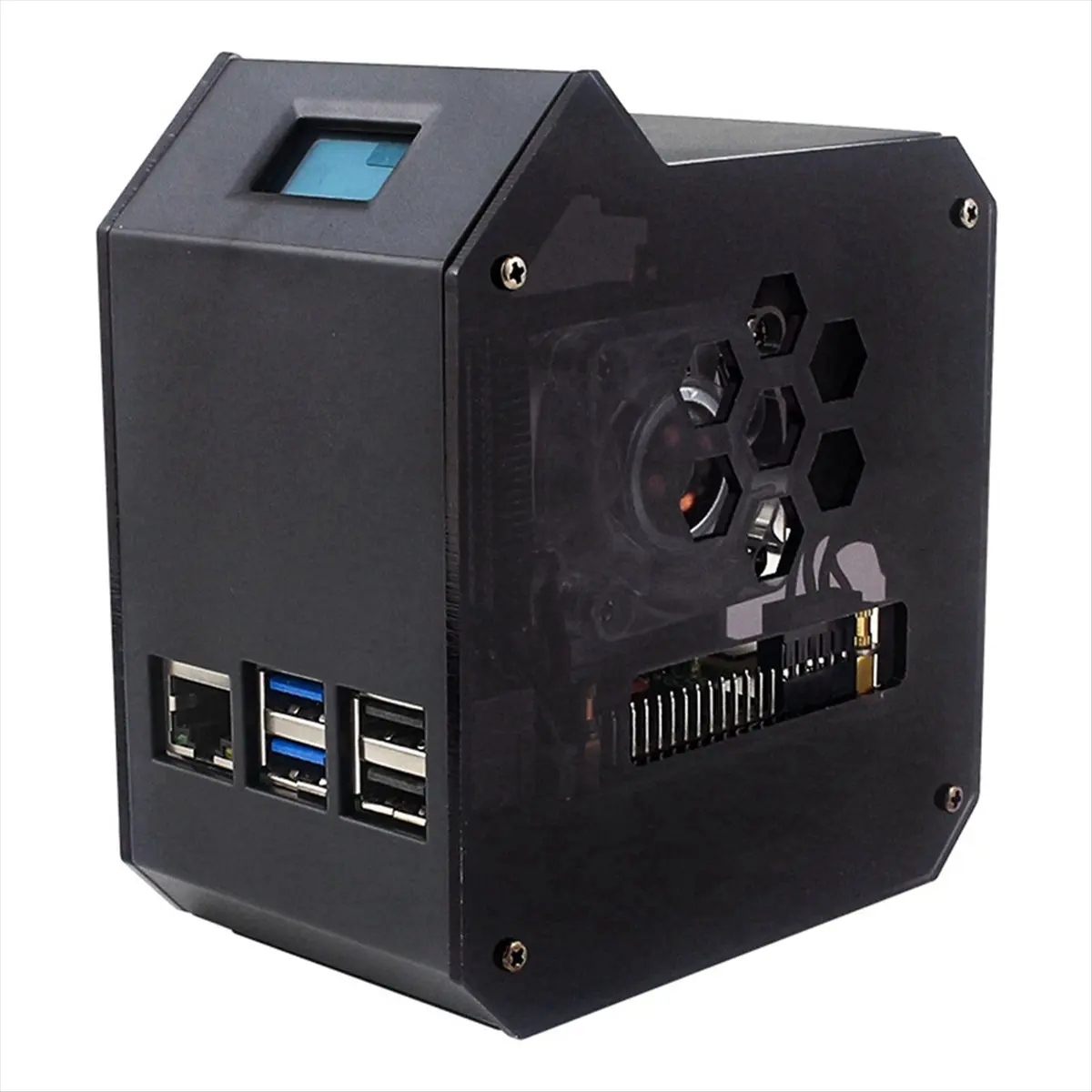 A46U For Raspberry Pi 5 ABS Mini Tower Fan Kit JST 4 Pin Port Fan Kit with 0.96 Inch OLED Display Kit