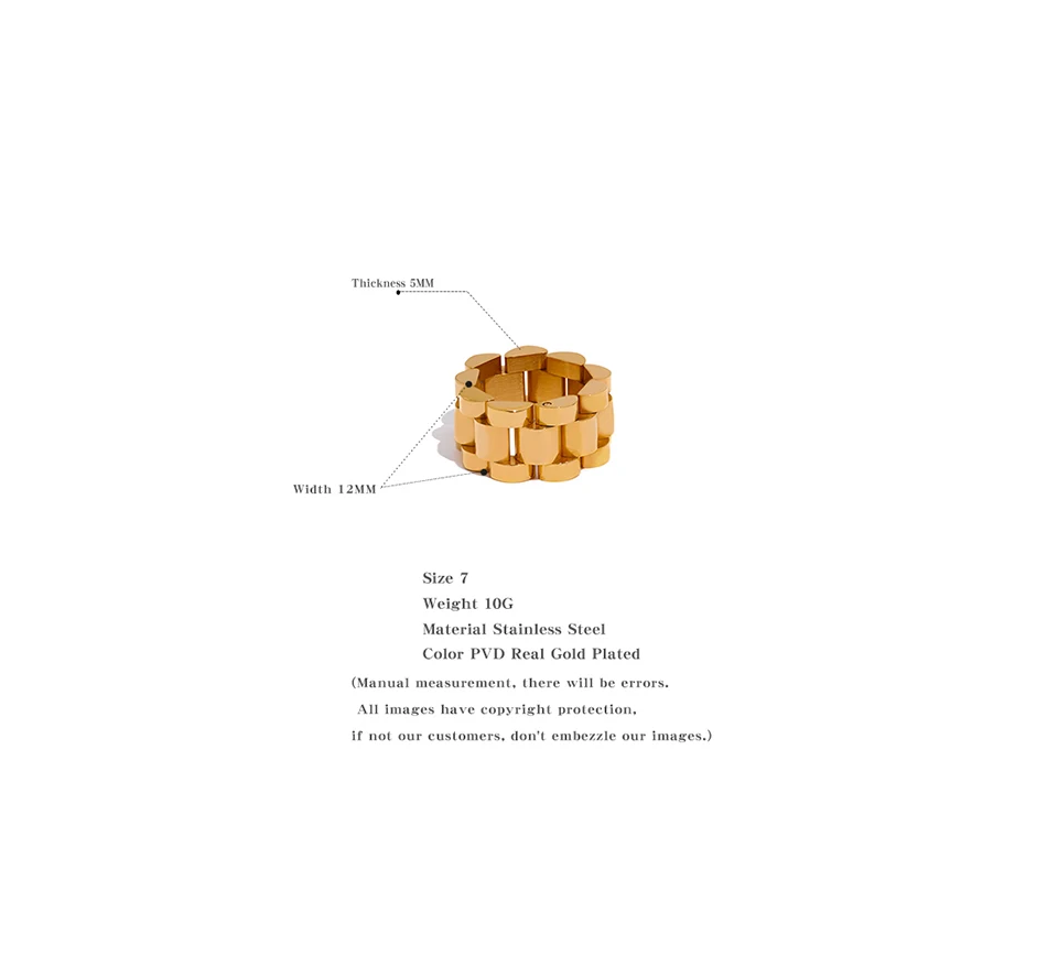 Yhpup Neuer wasserdichter Edelstahl-Ketten-Fingerring, personalisierte Metallstruktur, rostfrei, Charm, Modeschmuck für Frauen – Detail 6