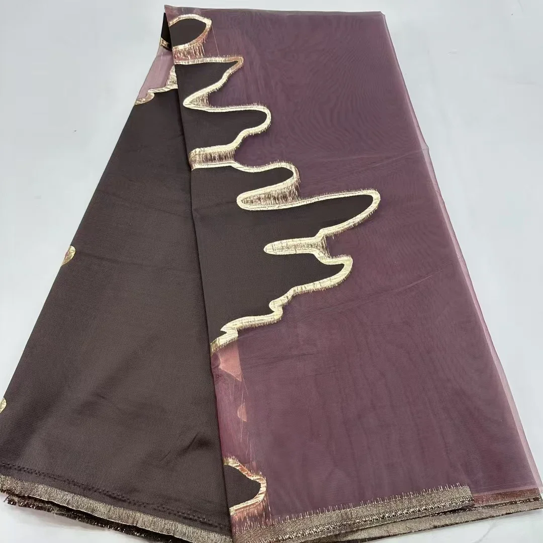 

Новый стиль, коричневый тюль, жаккардовая парча, французская кружевная ткань, 2200, дамасская африканская нигерийская кружевная ткань для свадебного платья PJK25110