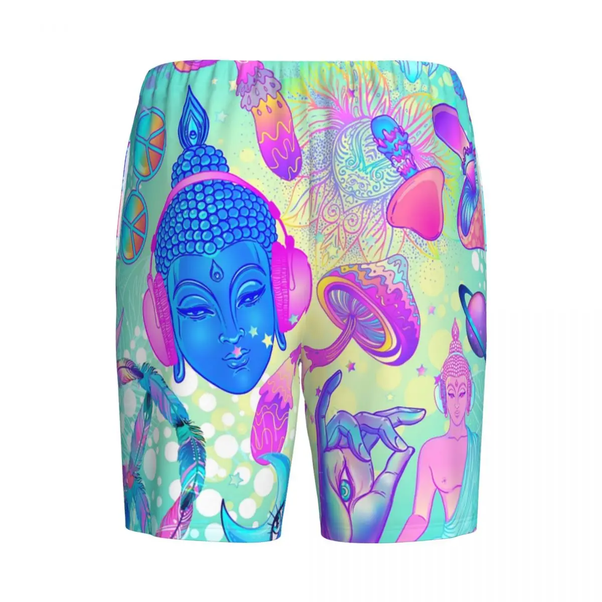 Benutzer definierte psyche delische magische Pilze Pyjama Shorts Herren Trippy Muster Nachtwäsche Bottom Stretch Schlaf kurze Pyjacken mit Taschen