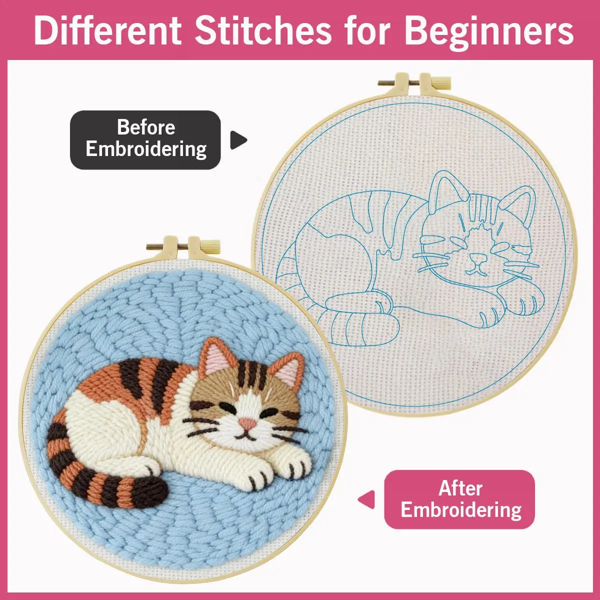 20X20CM/7,87 Zoll Tier - Katze Stanznadel-Stickset, Stickerei, gestrickte Stickerei, DIY handgemachtes Geschenk, Nähkunst – Detail 4